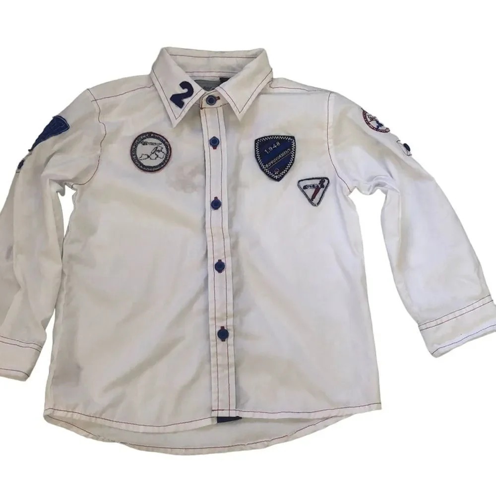 Raider Authentic Custom Boys‎ White Button Down Shirt Size 4T